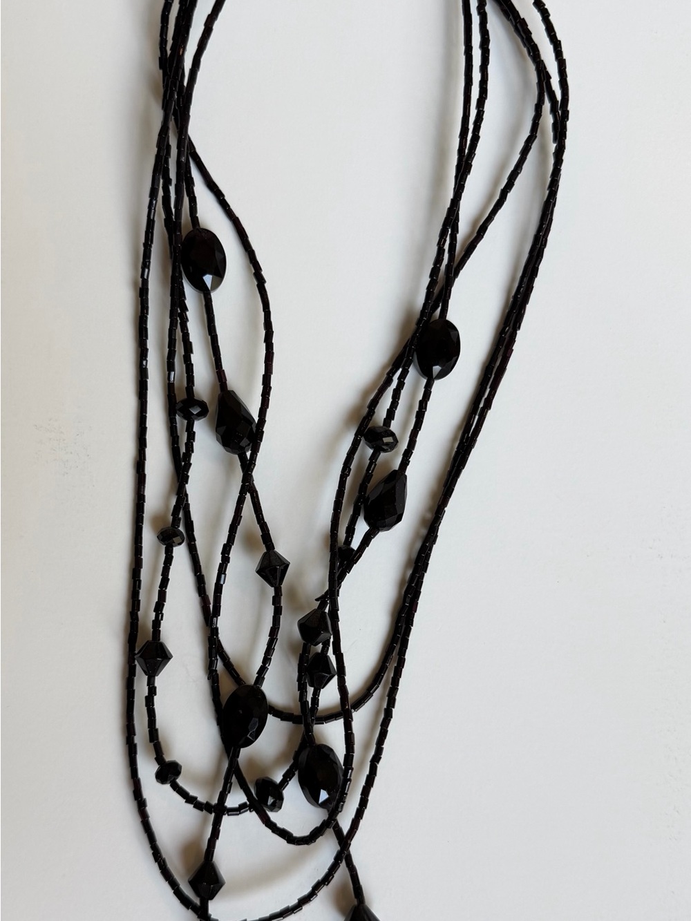 Black Multi-Strand Beaded Necklace